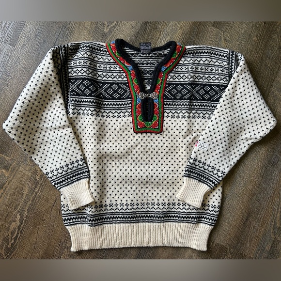 Dale Of Norway Olympic Games Clasp Flair Isle 100% Wool Sweater, Men’s Large - Picture 1 of 9